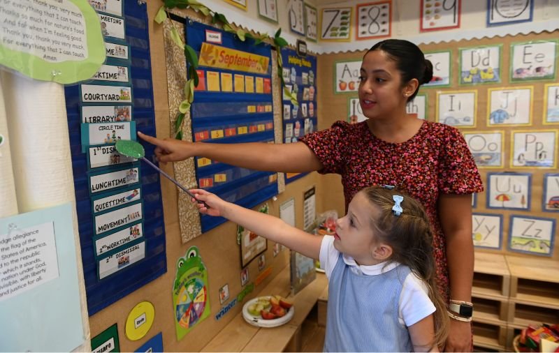 early childhood student and teacher