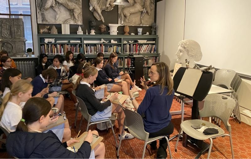 upper mid students in art class