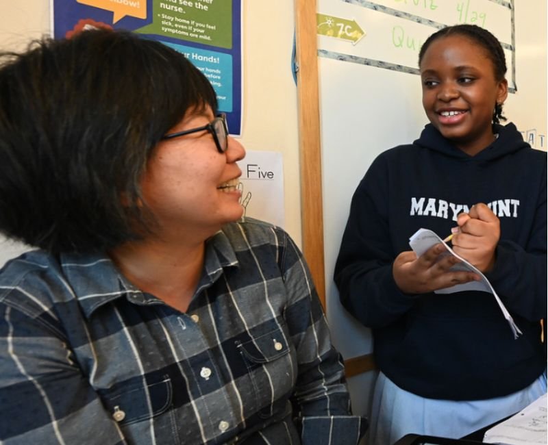 upper mid teacher and student